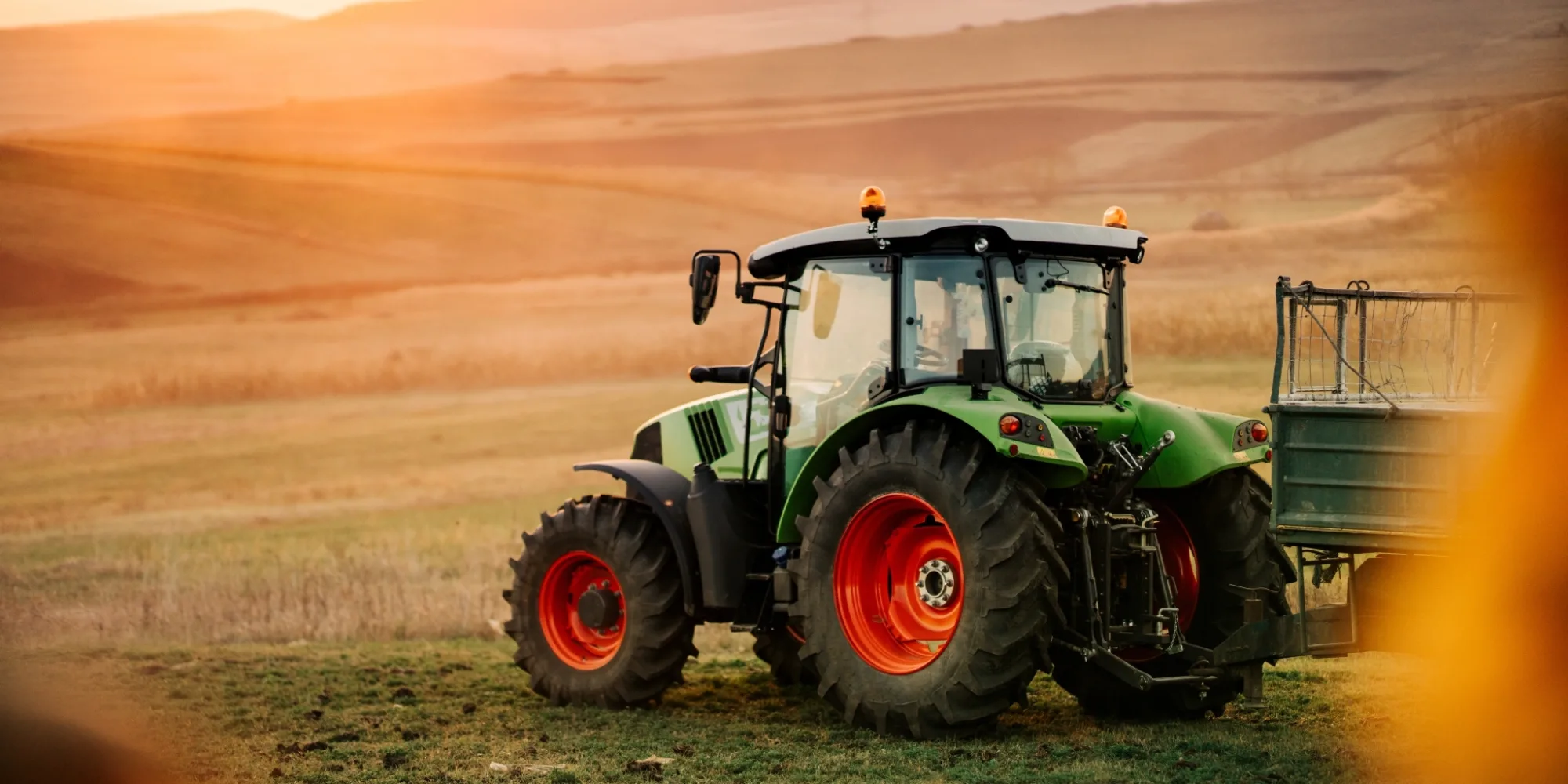 Tractor at sunset